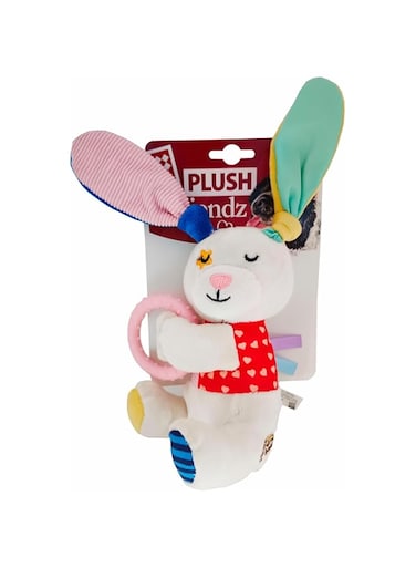 Gigwi Plush Friendz Rabbit with Squeaker,Crinkle and TPS Ring Dog Toy M(8566)