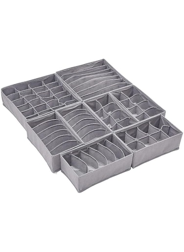 MEOMART 8 Pack Minimalist Grey Fabric Drawer Organizers, 73 Cells - Perfect for Socks, Undies, Scarfs, Bras, Ties &amp; More