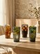 Set of 4 - 450 ML Ribbed Drinking Glasses with Glass Reusable Glass Straws &amp; Cleaning Brushes, Smoky Grey