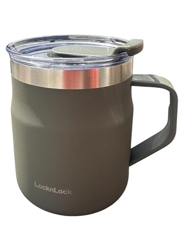 LocknLock Metro Mug 355ml Khaki &ndash; Double-Wall Insulated Stainless Steel Mug with Spill-Resistant Lid
