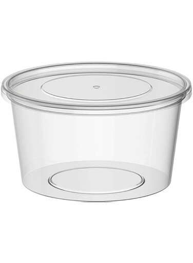 Blueberry Microwavable Food Container Clear Round +LID - 450ml - (SAUCE/HUMMUS/SOUP/SWEETS/SALAD/FRUITS/NUTS) (25)