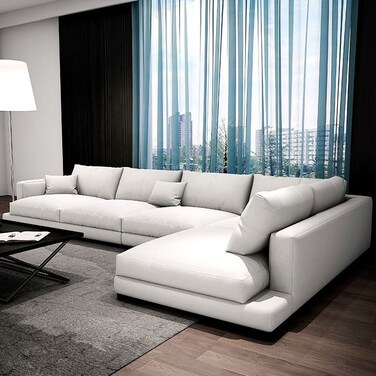 Karnak Gronlid 5 Seater L-Shape Polyester Sofa - White