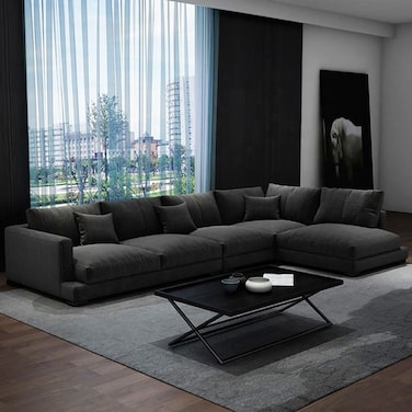 Karnak Gronlid 5 Seater L-Shape Polyester Sofa - Black