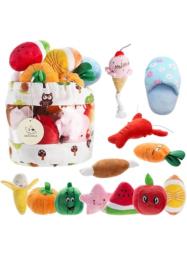 Nocciola Dog Squeaky Toys, Plush Small Dog Toys for Dogs, Stuffed Dog Toys with Squeakers,12 pcs Puppy Toys with a Carrying Bag for Small Medium Size Dogs