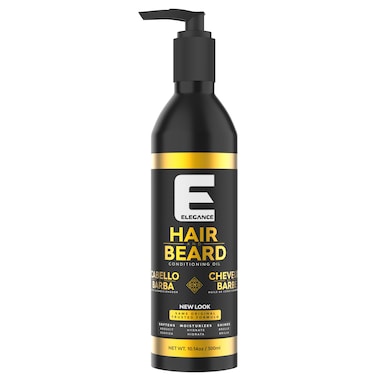 Elegance E-Series Hair &amp; Beard Conditioning Oil - 300ml - Moisturizing, Lightweight, Tangle-Free with Refreshing Scent