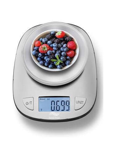ROYAL POLAR Food Weighing Scale with Large LCD Display,Electronic Kitchen Scale,Kitchen Scale Digital (Bright Silver, 10 KG)