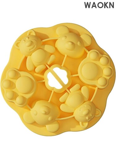 Baby Food Steamed Cake Shape Silicone Steaming Tool Cat Paw Cake Grinding Tool Shaped Cake Baking Silicone Mold Jelly Biscuit Mold Cute Cat Paw Baking Ice Home and Business Use Pastry Bread Cake Mold Easy to Clean Soft Mold Easy Assembly and Disassembly DIY Cake Multifunctional Baby Food Steamed Cake Mold Reusable Bento (Yellow)