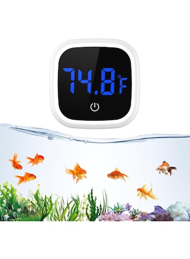 NALACAL Wireless Stick-on Digital Aquarium Thermometer with LED Touch Screen - Battery Powered, Fahrenheit Display - Ideal for Freshwater, Tap Water, and Marine Tanks