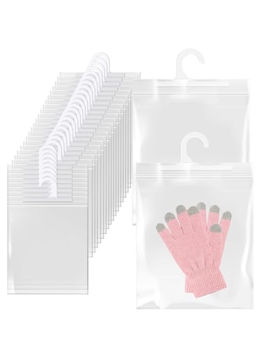 KASTWAVE Large Hook Hang-Up Clear Plastic Bags, 30 PCS Hanging Storage Bags, Water &amp; Dust Proof, 10 x 14.95-inch Clear Organizer Bags for Books, Socks, for Classroom, Library, and Pharmacy Use