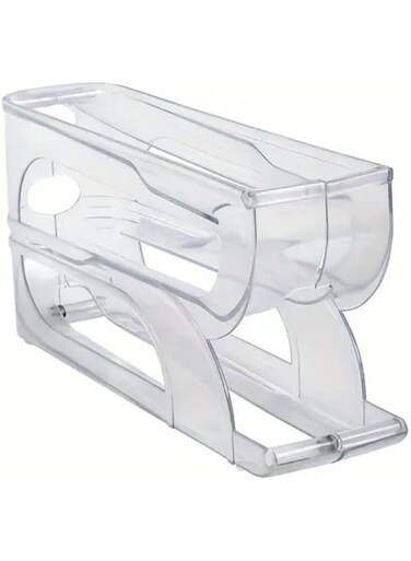2-Tier Egg Holder Rolling Egg Storage Box, Large Capacity Plastic Organizer for Refrigerator Side Door - Efficient Air Circulation Design, Egg Holder for Refrigerator Clear Plastic, Stackable