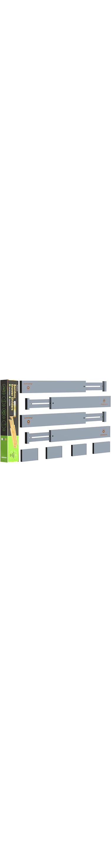 ANTOWIN Bamboo Drawer Dividers Organizers, Expandable Drawer Separators Splitter,17-22 inches Long Adjustable Spring-loaded Organizer for Large Utensil, Clothes, Tools Drawers (Grey)
