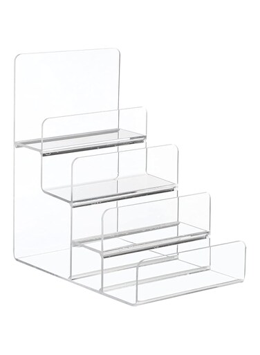 YARNOW 4 Tier Clear Acrylic Wallet Display Stand Holder Handbag Purse Display Stands Sunglasses Jewelry Stand Cosmetic Display Racks