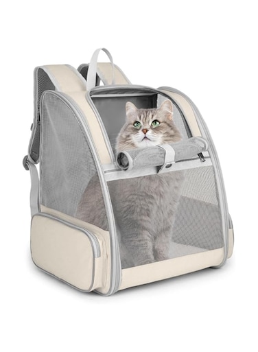 Tazweeq Backpack Carrier for Cat,Large Pet Backpack for Medium Small Dog Cat Puppy Kitten Bunny up to 15lbs, Ventilated Mesh Dog Travel Backpack for Hiking Walking Outdoor Us