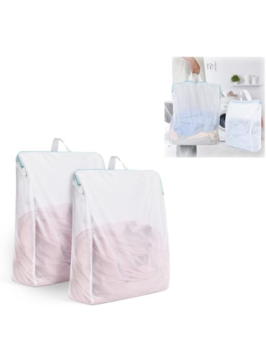 Duomama 2-Pack Mesh Laundry Bags with Handle - 11.81in15.74inDelicate Bags for Washing Machine, Large Opening Zippered Wash Bag for Clothes, Sweaters, Lingerie, Socks，Dorm Organization