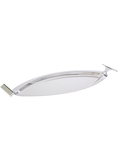 Regent Stainless Steel Glitter Oval Tray - Silver