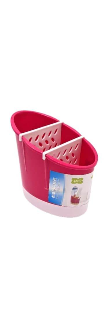 Fitto Kitchen Utensil Holder, 3 Section Organizer in Pink