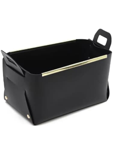 PU Leather Desktop Storage Box Creative Foldable Sundries Tray Cosmetic Box with Handle Home Organizer Waterproof Bathroom Basket