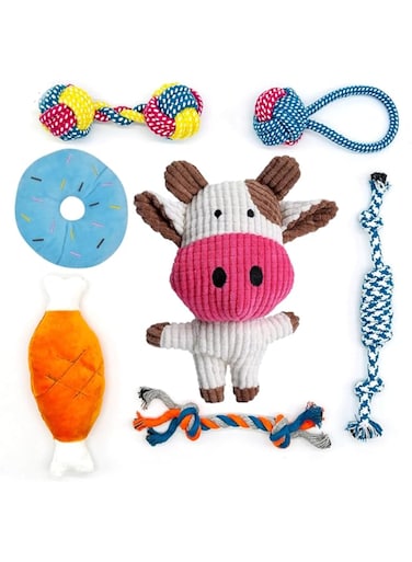 ECVV 7PCS Puppy Toys Gift Set for Teething Small Dogs, Cute Squeaky Dog Toys, Interactive Puppy Chew Toys, Rope Toys for Dogs, Non-Toxic and Safe