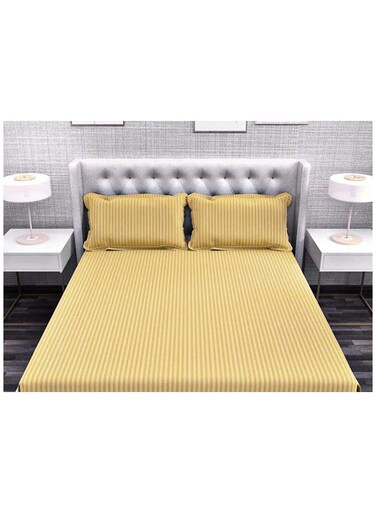 COLLECTION Brown King Flat Sheet with 2 Pillow Cases 240x280 cm