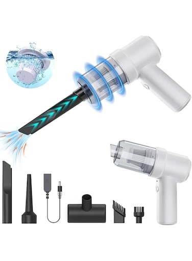 BBAUER Handheld Vacuum, Car Vacuum Cleaner Cordless, Mini Portable Rechargeable Wireless Vacuum Cleaner, 8000PA Suction 120W High Power Wet/Dry Use Vacuum Cleaner, for Vehicle/Home/Office (White)