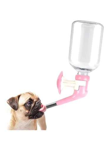 Khazna No Drip Dog Water Bottle, Small Medium Sized Dogs 15-30 lb, Cat Best Animal Wire Cage Feeder Leak-Proof Pet Kennel Dispenser Drinker BPA-Free (Pink, 11.2 Oz, 330 ML)