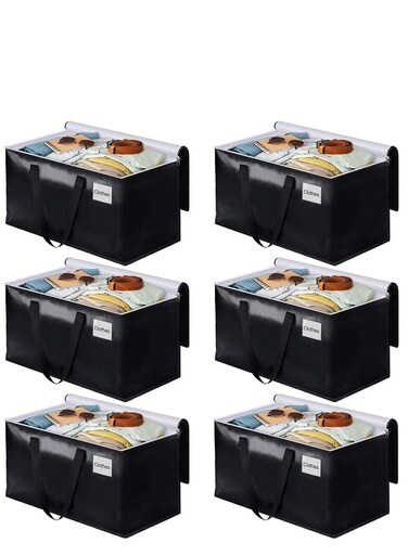 6pcs Waterproof Large Moving Storage Bags, 93L Moisture proof Clothes Shoes Storage Bags, Foldable Travel Luggage Bags Totes, Closet Organizer Storage Backet, Equipped with Zippers u0026 Handles u00