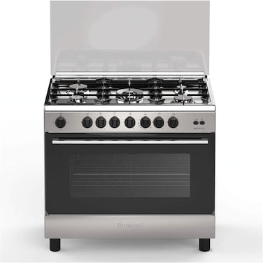 Bompani Gas Cooker Stainless Steel 90x60 5 Gas Burners Fan Gas Oven Cast Iron Grids Full Safety Essential ESSENTIAL90GG5TCFAN