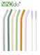 8PCS Reusable Glass Straws Reusable Bent Glass Drinking Straws with 2 Cleaning Brushes Inner Diameter 5MM Reusable Straws for Smoothies Milkshakes Juice Multicolor