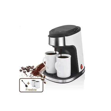 M DX3413 450W Drip Coffee Maker, Permanent Filter, 2 Porcelain Cups
