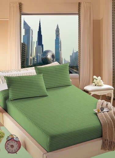 Faded Green Extra Deep Pocket Bed Sheets Cotton 3 Piece Sheet Set 200x200+35cm