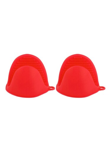 Pair of Thick Oven Pinch Mitts, Heat Resistant Anti-Scald Gloves for Cooking Pinch Grips, Pot Holder and Potholder for Kitchen, Food-Grade Silicone Red 15*5*10cm