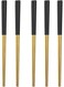 5 Pairs Stainless Steel Chopsticks Set, 304 Metal Reusable, Square Anti-Slip Design, Dishwasher Safe, Lightweight Korean Japanese Chopsticks for Sushi, Noodles, Hot Pot, 23cm &acirc;&euro;&ldquo; Gold Black