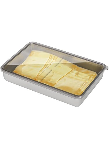 SWIUKPHE Cheese Container for Refrigerator, Stainless Steel Airtight Deli Meat Storage Containers for Fridge Dishwasher Safe Kitchen Fridge Organizers and Storage with Elevated Base