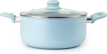 Oak Casserole with Lid and Marble Coating, Soft Touch Handle, Stew Pot Suitable for Gas, Electric, and Ceramic Stove Dutch Oven - 24cm &acirc;&euro;&ldquo; Blue