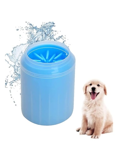 Amasawa Dog Paw Cleaner,Pet Paw Cleaner,Pet Foot Washing Cup Portable Soft Silicone Bristles Cleaning Brush Cup Supplies for Dog Gently and Thoroughly Clean Pet Muddy Paws (Big, Blue)