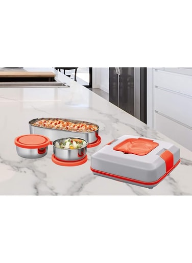 MILTON Flatron Electric Stainless Steel Tiffin, Grey Red