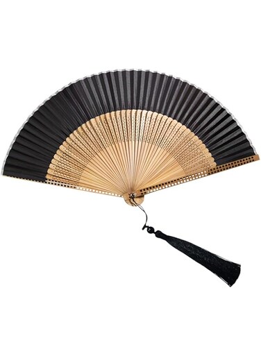 Jemey Folding Fan, Chinese Folding Hand Fan for Women, Paper Fans Handheld with Tassel for Dancing Performance, Cosplay Props, Wedding Party, Home Decorations, Holiday Gifts