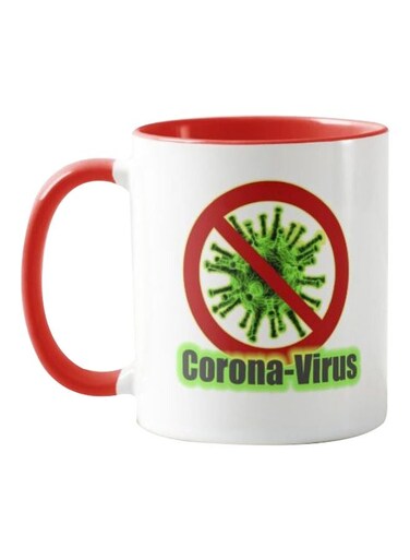 Piece Stop Corona Printed Ceramic Mug White/Red/Green