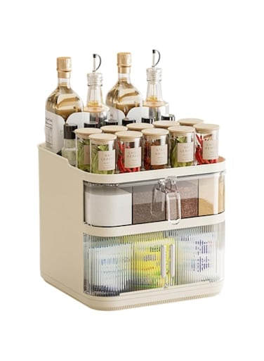 RAXOOM 3 Layers Spice Rack, Detachable Spice holder, Standing spice Bottle rack, moveable seasoning holders, stackable storage Cabinet, shelf organizer spice jars for Kitchen storage Countertop pantry