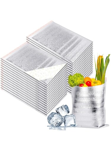 100 Pcs Reusable Insulation Bags, Self-seal Thermal Box, Liners Metalized Box Liners Lunch Food Box Packing, Pouches Insulation Lining Waterproof Insulation Grocery Delivery Package