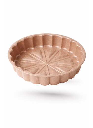 Non-Stick Round Baking Pan with Fluted Design &acirc;&euro;&ldquo; Ideal for Cake, Quiche, Tart &amp; Pie 32cm Beige