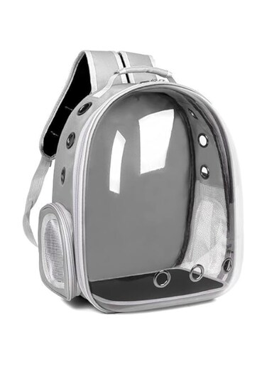 Transparent Pet Backpack   Portable Pet Carrier   Comfortable &amp; Breathable Cat Backpack   Maximum Load 7kg   Perfect Travel Companion for Pets (gray)