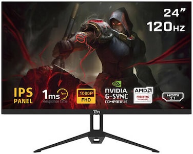 Twisted Minds Eco Series Gaming Monitor, 24&quot; IPS Display, FHD Resolution, 120Hz Refresh Rate, 1ms (OD) Response Time, 16.7m Color Display, Built-In Speakers, Black   TM24FHD120IPS