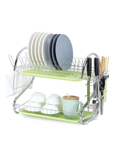 Dish Drying Rack With Removable Drain Board Silver 41.50 x 14.00 x 25.50cm