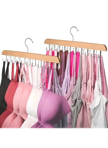 2 Pack Tank Top Hangers Space Saving, Bra Hangers for Closet Organizer, Bra Organizer for Closet, Space Saving Organizers and Storage for Dorm &amp; Apartment for Tankto(Wooden)