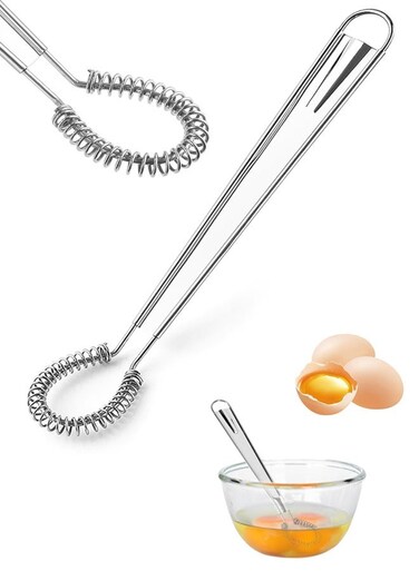 Steel Mini Whisks Spring Coil Wire Egg Beater, Handheld Small Egg Whisk Beater Manual Hand Whisker for Coffee Sauce Milk Mixing