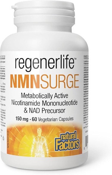 Natural Factors Nmnsurge، Regenerlife 60 كبسولة نباتية