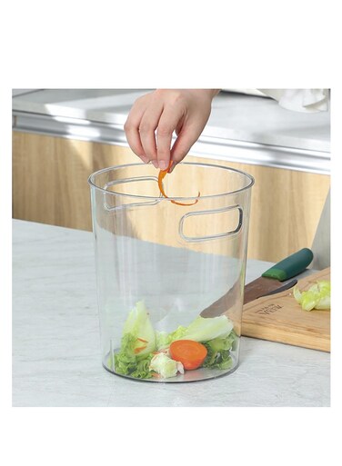 ECVV Small Trash Can Plastic Wastebasket 1.5 Gallon Round Garbage Container Bin with Handles for Bathroom, Bedroom, Kitchen, College Dorm, Office, Craft Room (Clear) 18 x 18 x 16cm