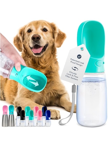 MalsiPree Dog Water Bottle, Lightweigh, Leak Proof Portable Travel Dog Water Dispenser - Perfect Puppy Drinking Bowl On The Go for Outdoor Walking and Hiking - Pet Accessories (19oz, Blue)
