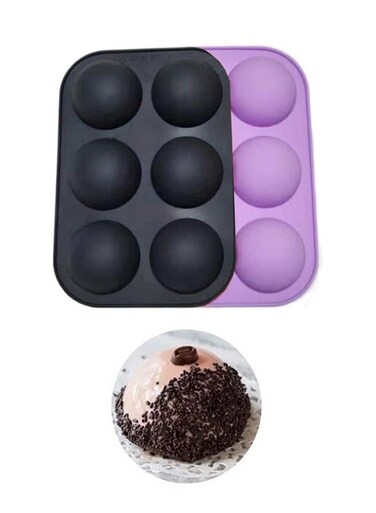 2 Piece 6 Hole Hemisphere Silicone Dessert Mold